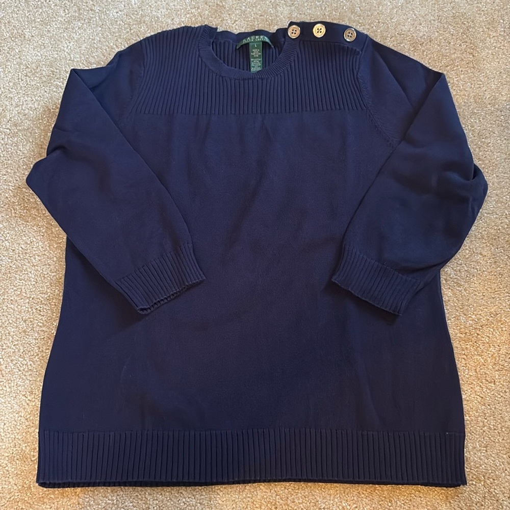 Ralph Lauren 3/4 Length Sweater - Size L - Navy Blue